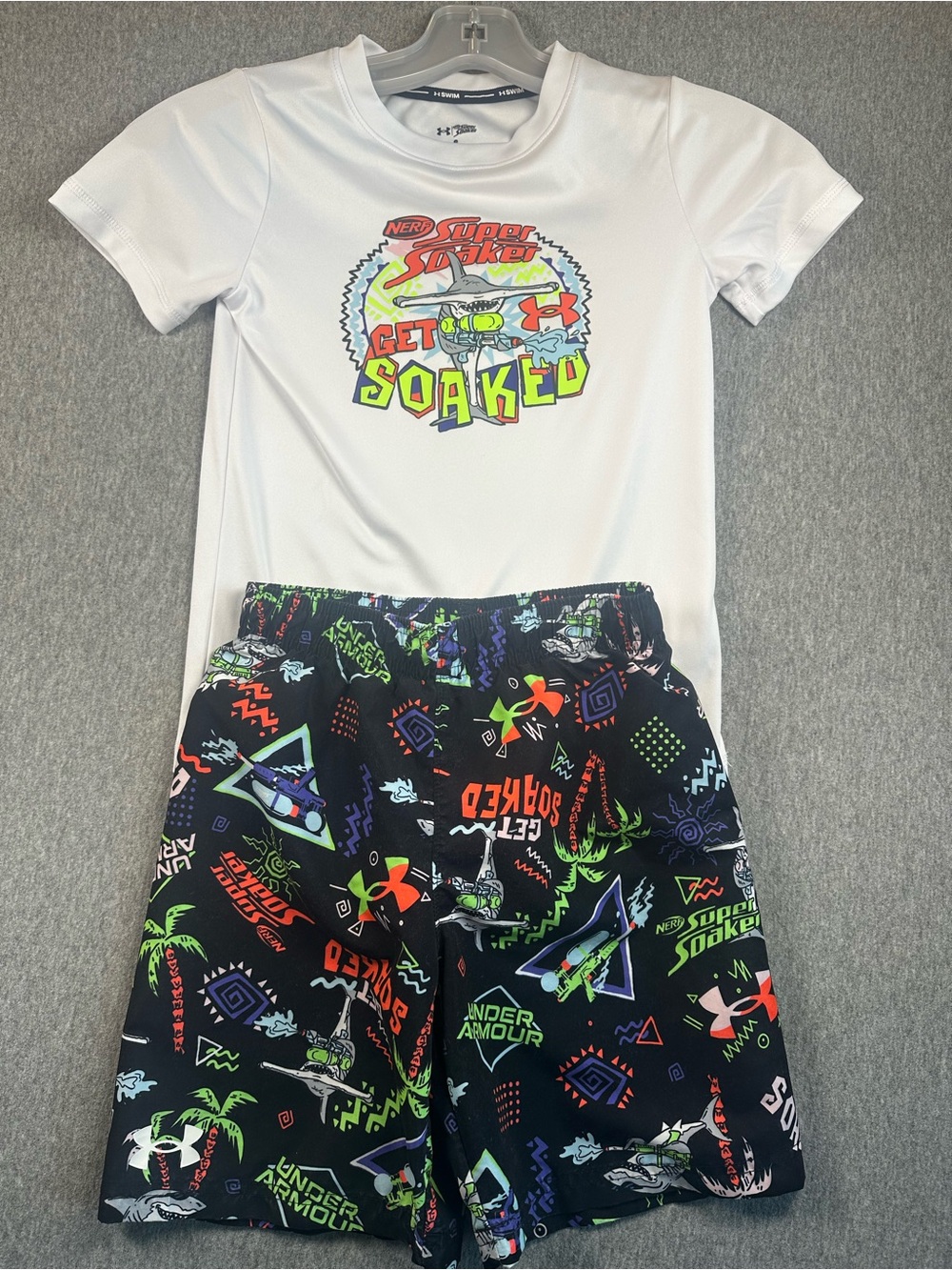 Under Armour x Nerf Super Soaker Boys 2-Piece Swim Set Size 6 UPF 50+